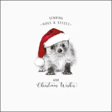 Hedgehog "Hogs and Kisses" Christmas Card