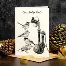 Four Calling Birds Christmas Card