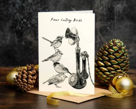 Four Calling Birds Christmas Card